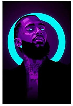 Nipsey Hussle Neon Poster Leinwand Poster Schlafzimmer Dekor Sport Landschaft Büro Zimmer Dekor Geschenk ungerahmt 30 x 45 cm