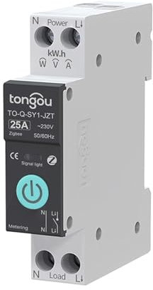 TONGOU Interruptor Medidor Energia, 25A DIY Interruptor ZigBee Inteligente Compatible con Alexa,Google Assistant, con Control de Voz,Control Remoto y Función de Tiempo,TUYA y Smart Life App