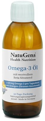 NatuGena Omega-3 Öl mit natürlichen, hochwertigen Fischöl aus nachhaltigem Fischfang, 200ml (32 Tage Packung)
