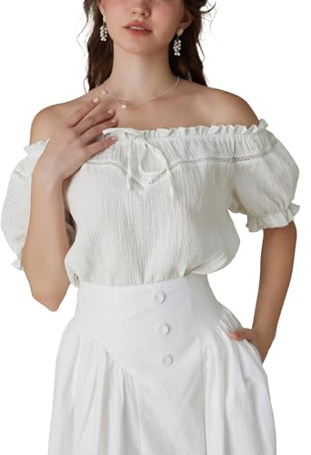Scarlet Darkness Women's Off Shoulder Casual Loose Fit Cotton Tops Blouse (Pack of 1)