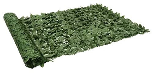 vidaXL Balkon Sichtschutz, Sonnenschutz mit Dunkelgrünen Blättern, Multifunktional Platzsparend Balkonverkleidung, Windschutz Balkonbespannung, 300x150cm