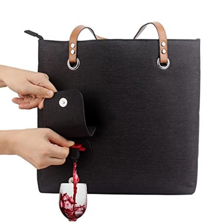 Borsa a tracolla per vino con dispenser per bevande, portatile, con scomparto isolato, per spiaggia, viaggi, picnic, campeggio, amanti del vino, Nero , Refer to description, Casual, versatile