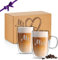 Muldale Mr and Mrs Mugs - Coffee Cup Set - Insulated Borosilicate Glass - 430ml His and Hers Large Latte Glasses - Wedding Gifts for Married Couples