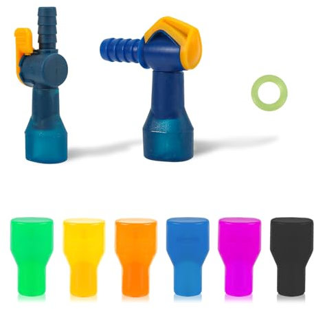 8stk Beißventil für Camelbak, Mehrfarbiger Mundstückersatz mit 2 Geraden und Abgewinkelten Schlauchanschlüssen und Schlauch-O-Ring für Wasserreservoir-Trinkblase-Rucksack