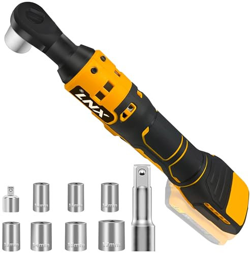 3/8 Cordless Ratchet Wrench Compatible with Dewalt 20V MAX Battery, 45Ft-Lbs 400 RPM Electric Ratchet Set, Variable Speed Power Ratchet, 1/4 Adapters, 3 Extension Bar & 7 Sockets (Tool Only)