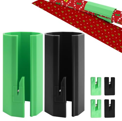 Coupe Papier Cadeau Rouleau, Coupe Papier Cadeau Remplaçable (2 Rouleaux Et 4 Lames), Wrapping Paper Gift Wrap Cutter, Coupe Papier d Emballage Utilisé Pour Le Papier Cadeau, Noël, Etc