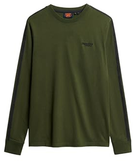 Superdry Herren Essential Langarmoberteil mit Logo im Retro-Stil Duffelbag Grün L