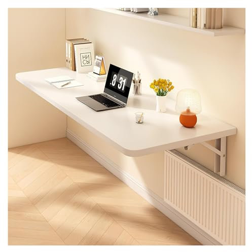 Wandklapptisch Holz Klappschreibtisch, Zusammenklappbar Make-Up-Schreibtisch, Floating Table An Der Wand Montierter Klapptisch, Für Home Office Garage Garten Waschküche(White,80*40cm/31.5*15.7in)