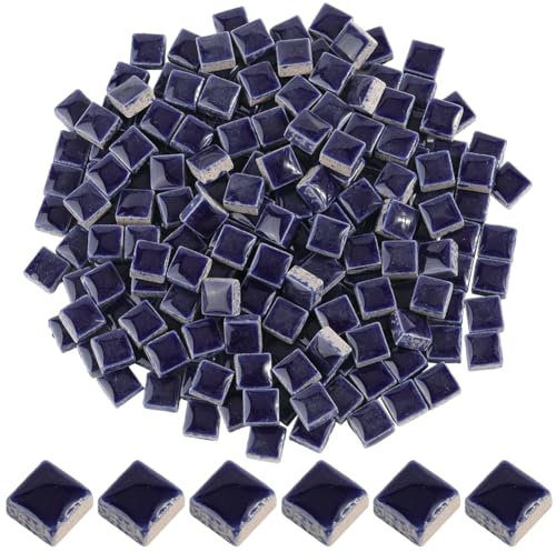 SOFPLATE 1 scatola 200G Blu Scuro Piccole Piastrelle Mosaico Pezzi Mosaico Porcellana 1cm Quadrato Ceramica Artigianato Smaltato Mosaico Macchiato Cabochon Progetto per Mosaico Fatto A Mano Arte Artig