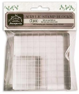 Stamperia - Acrylic Stamp Blocks for Scrapbooks, Albums, Card Making, and More, Lightweight for Comfortable and Precise Crafting, Laser-Etched Grid for Easy Alignment, Easy to Clean (5x5cm, 9x9cm)