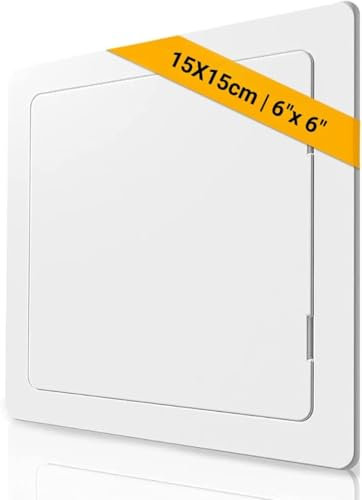 Proxinova Revisionsklappe 15X15 cm, Hochwertige ABS Plastik Revisionstür Trockenbau Anpassbar, Sicherungskasten Unterputz, Schornstein Reinigungsklappe, Verdeckt Kabel, Zähler, Rohre, Passt Bündig