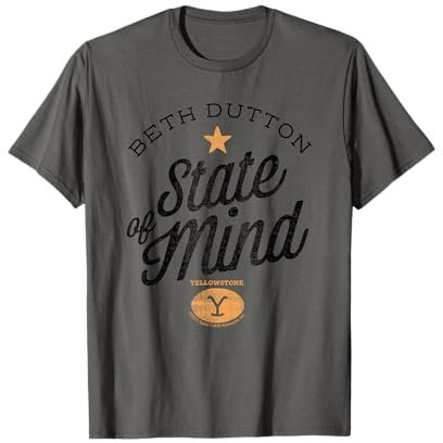 Yellowstone T-Shirt Beth Dutton État d'esprit, Unisex-Adulte, Fans de cowboys, Westerns, Gris, S, T-Shirt