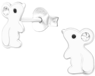 Monkimau Maus Kinder Ohrringe | 925 Silber | Mädchen Ohrstecker Schmuck | Hypoallergen & Nickelfrei | Kinderohrringe Geschenkidee