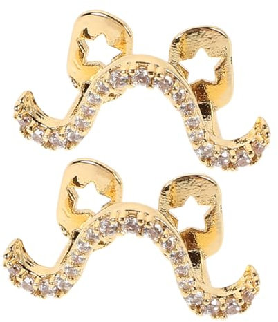 HAPINARY 2 Stück Goldene Zähne Grills Zirkonia Glänzend Für Kleid Ball Goldene Zahnkappe Mundschmuck Halloween Party Abschlussball