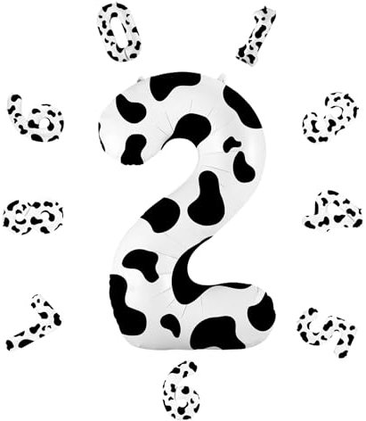 40 Number Balloons,Helium Number 2 Balloons Birthday,Self Inflating Number Balloons,Foil Balloon for Birthday Party,New Year Decoration,Anniversary Decoration,Company Celebration (Cow Print #2)