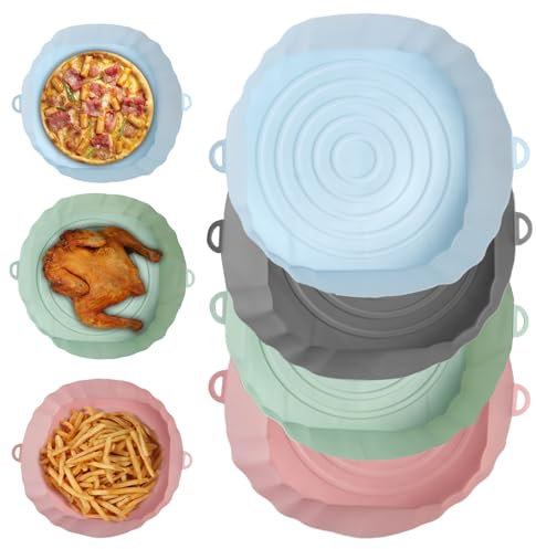 Silicone Moule Air Fryer Accessoires, 4 Pièces les Moule Air Fryer pour Friteuse à Air Réutilisables, Cuisson Friteuse Sans Huile Airfryer Panier Convient Pour Ninja Foodi Max Cosori Moulinex Tefal