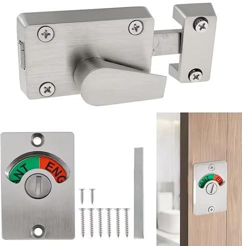 Serratura Indicatore Bagno in Lega di Zinco, Bloccaggio Porta WC con Indicatore Libero/Occupato, Privacy Lock per Toilette Pubbliche e Uffici, Serratura della Porta WC Indicatore