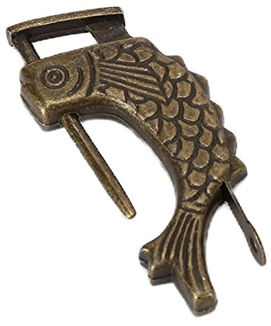 Fdit Antique Fish Padlock, Solid Brass Vintage Lock for Jewelry Boxes & Cabinets 3.2cm U-Shaped Shackle Rust-Resistant Heirloom Gift