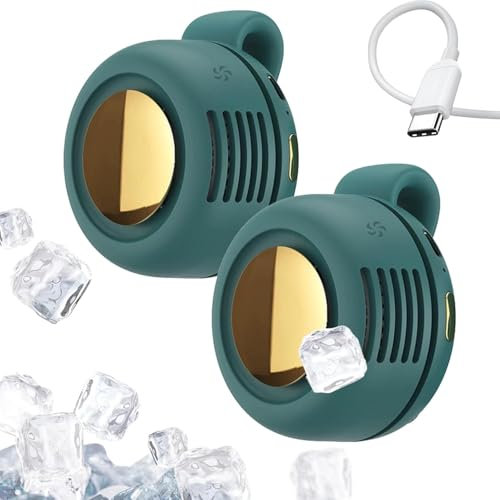 Mini ventilador, 2025 nuevo ventilador portátil con clip pequeño, recargable por USB, silencioso, sin aspas, ventilador de bolsillo para cintura y cuello, ideal para exteriores, viajes, oficina (verde