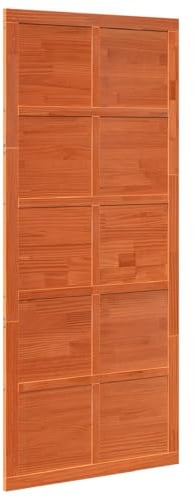 vidaXL Porta a Scorrimento in Legno Massello di Pino Marrone Cera, 208 x 90 cm, spessore 2.5 cm. Finitura Opaca, stile Rustico per interni. Facile da installare, richiede assemblaggio. Perfetta per l