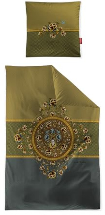Irisette Bettwäsche Frida Kahlo 8536, Mako-Satin, Designed in Germany, Grün 30, 155x220 + 80x80 cm, Komfortgröße