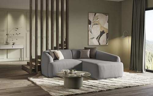 DOMO. collection Ecksofa Parika, L Couch, organische Form, Longchair rechts, klein, 216 x 196 x 81 cm (BxTxH), anthrazit