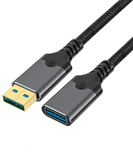baolongking USB Braided Extension Cable, USB 3.0 Male to Female Connector, 5Gbps High-Speed Data Transmission, Compatible with Keyboards, Mice, Printers, Scanners, Card readers and Hard drives. (1m)