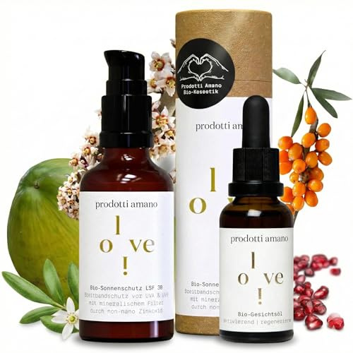 Bio Gesichtsöl & Mineralische Sonnencreme SPF 30 Bundle I TESTSIEGER* I Dermatologisch Getestet I 100% Bio-Kosmetik I Anti Aging I Breitbandschutz UVA & UVB I Ohne Chemie