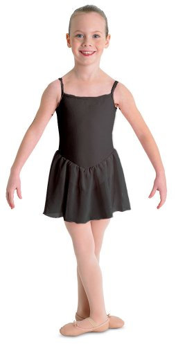 Blossom Kindertrikot mit Spaghettiträger und angenähtem Rock von Bloch (schwarz, 12 Jahre)