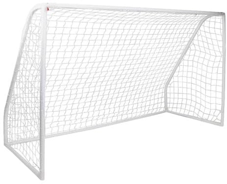CHARLES BENTLEY Kids, Junior, 10ftx6ft, Plastic, Portable, White, Football Goal, Net, Easy Assembly, Net Clips, Ground Pegs, Polyester, Outdoor, Garden, Patio, Children, Instruction (305x180x122cm)