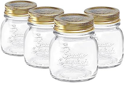 Borlioli Rocco 4X Clair 150ml Quattro Stagioni Glass de Conservation des Pots - Paies de vis ètanche è l'air de Stockage de Conserve de Conserve de Confiture de Confiture maèon