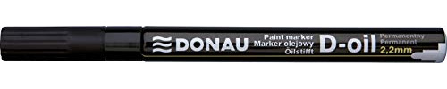 DONAU 7368001PL-01 Ölmarker D-OIL Rundspitze 2,2 mm Ölbasis Permanent Marker, Farbe: Schwarz / Wasserdichte Tinte Papier/ Filzschreiber für Plastik Metall Holz Glas/ Schreibt auf Fast Jeder Oberfläche