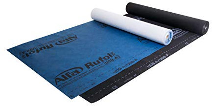 Alfa Selbstklebende, diffusionsoffene Unterspannbahn 75 m² (1,5 x 50m) blau A-klassifizierte UDB-A Unterdeckbahn