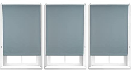 Relaxdays 3X Verdunkelungsrollo im Set, Hitzeschutz, Thermo Rollo, Klemmfix, Blickdicht, Seitenzugrollo 80x160, Stoff 76 cm, grau