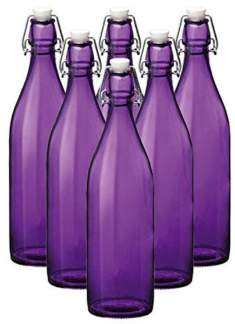 Simpa® 1L Purple Traditional Vintage Style Glass Bottles 1 Litre Swing Top Bottles - Ideal for Domestic or Commercial Use - Fill with Water, Wine, Liquor, Oil, Beer, Schnapps or Cordials.