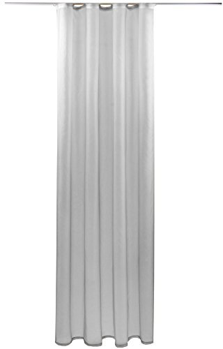 Gardine mit Kräuselband, Transparent Voile 140x145 cm (Breite x Länge) in grau - lichtgrau, viele weitere Farben und Größen