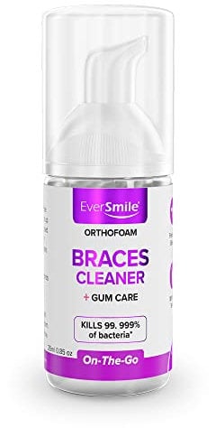 OrthoFoam Braces Cleaner - Cleans Under Metal, Ceramic or Clear Brackets & Wires. Can Brush or Rinse With & Use in Trays. Foaming Bubbles Whiten Teeth & Fight Plaque (1 Pack - 25 ml)