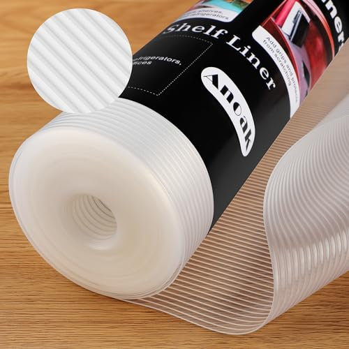 Drawer Liners, Anoak 30.5 * 610cm (12 x 240 inch) EVA Non-Slip Shelf Liner Washable Fridge Liners, Non-Adhesive Cupboard Liners for Pantry Cabinet, Kitchen Drawer, Bathroom Shelves, Shoe Rack