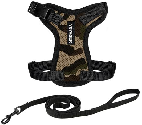 Voyager Step-in Lock Katzengeschirr und reflektierende Katzenleine mit Neoprengriff by Best Pet Supplies - Unterstützt kleine, mittelgroße und große Katzenrassen, Armee, size XXS - 1,5 m