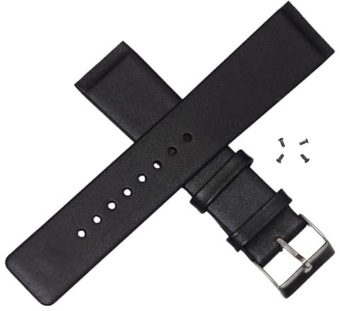 Black Leather Watch Strap Compatable for 22mm Skagen With Screws Band 233XXLSLB…