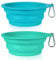 SLSON 2 Pack Dog Collapsible Bowl Large Portable Dog Bowl Pet Feeding Bowl Dog Food Water Bowl Pet Travel Bowl with Carabiner for Pet Indoor and Outdoor Activity (Light Blue + Light Green)
