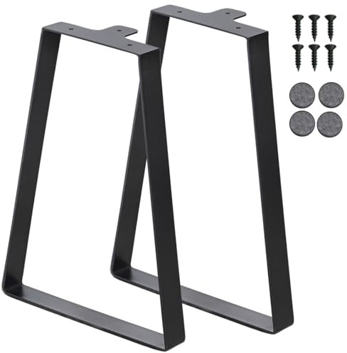 H JINHUI Lot de 2 Pieds de Banc en Forme de trapèze Industriel, 40 cm, en métal, avec vis et Protections de Sol, pour la Maison, Le Bureau, la Salle à Manger