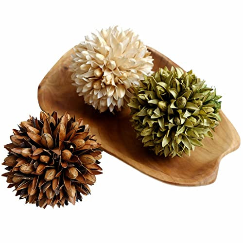 CIR OASES Dekorative Kugeln, Schale, Tablett und Blumenkugel/Kugel mit getrocknetem Potpourri, künstliche dekorative Kugeln für Vase, Schüssel, Tischdekoration, für Zuhause, Spa, Reiki, 3 Stück
