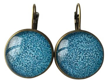 Bleu - Boucles d'oreilles dormeuses bronze cabochon verre 20mm