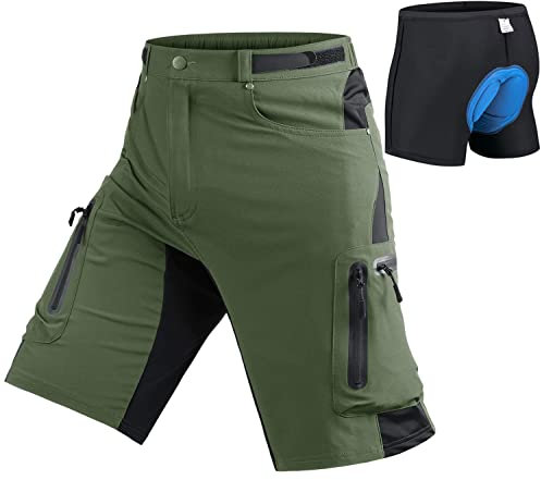 Seltrue MTB Hose Herren Radhose, Schnelltrocknende MTB Shorts mit 4D Sitzpolster, Mountainbike Hose Herren Fahrradhose, Elastische Radlerhose Outdoor Bike Shorts mit Verstellbaren Klettverschlüssen