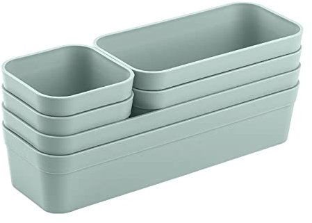 1x Schubladen-Organizer Set Aufbewahrungs-Box Einteiler verstellbar pastell-grün