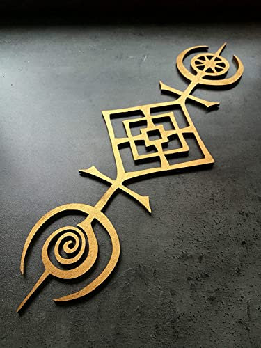 kh Teile Wanddeko Sigil of Cosmos Nordisch Holz Wandbild Skandinavisch Keltisch Deko Dekoration Wand Holzdeko Geschenk Runen Höhe 50 cm Kupfer Glanzeffekt