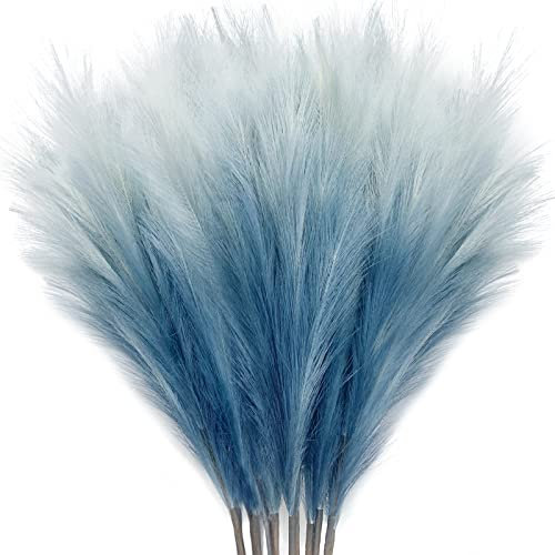 JOENCOST 8Pcs 3FT Colorful Faux Pampas Grass, Fake Artificial Pampass Grass Decor, Filler Tall Pampas Grass Reed Fluffy Stems Plant for Home Boho Living Room Wedding Decoration (Blue)