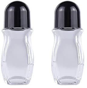 QUUPY 2PCS 30ml/1oz Deodorant Glass Roller Bottles with Plastic Roller Ball Empty Sample Vials for Essential Oils Leak-Proof Massage Roll On Bottles Containers