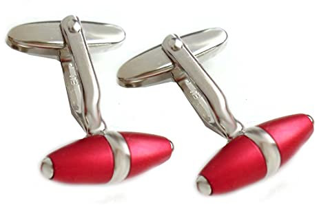 Manschettenknöpfe weinrot bordeaux hell matt - silbern glänzend kegelförmig ca. 2,2 cm lang m.i. Germany + Geschenkbox